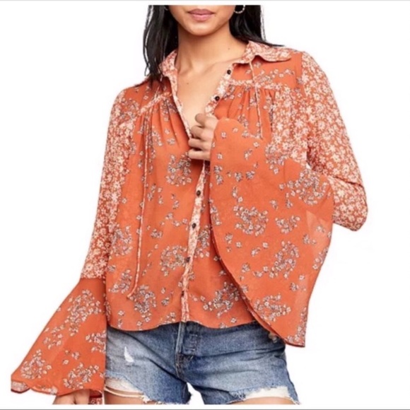 Free People SERENA BUTTON DOWN TOP NWT - Picture 5 of 12